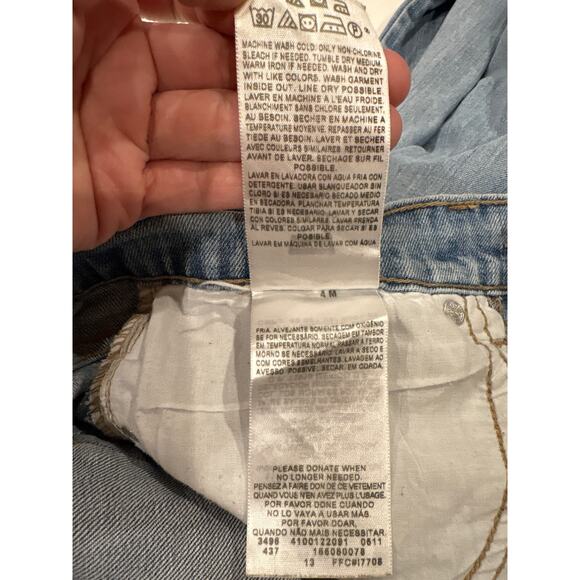 Levis 505 Jeans Womens 4 Blue Straight Leg Stretch Denim Distressed Light Wash - Picture 7 of 11